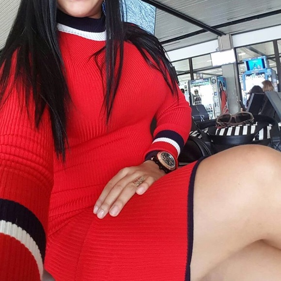 Red ribbed bodycon - Picture 2 of 5